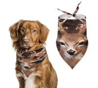 Deer Wearing Flowers Pet Scarf,Soft Durable Triangle Dog Bandanas Lightweight Breathable Comfortable Pet Bib for Small Medium Large Breed.