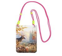 Deer Wildlife Art Print Crossbody Bag For Women, Mini Phone Purses, Cute Phone Wallet, For Hiking Travel Gift