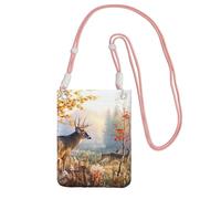 Deer Wildlife Art Print Crossbody Bag For Women, Mini Phone Purses, Cute Phone Wallet, For Hiking Travel Gift