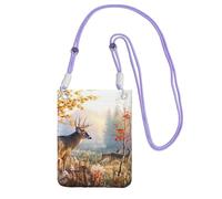 Deer Wildlife Art Print Crossbody Bag For Women, Mini Phone Purses, Cute Phone Wallet, For Hiking Travel Gift