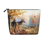 Deer Wildlife Art Print Makeup Bag for Women,Portable Cosmetic Bag Toiletry Bag, Capacious Travel Makeup Organizer