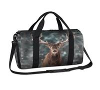 Deer Winter Forest Sports Duffel Bags Deer Weekend Overnight Bag Casual Tote Holdall Travel Gym Luggage Duffel Bag for Kids Girls Boys Women Men