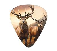 Deer With Antlers 12 Pack Guitar Plectrums With Storage Case, 0.46/0.71/0.96mm, Including Thin, Medium Thick Guitar Plectrums For Electric Guitars Bass Ukulele