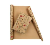 Deer With Big Antler and Red Nose Christmas Wrapping Paper Roll - 1 Mini Rolls 43x300cm Per Roll - Vintage Brown Kraft Lovely Reindeer Animal Rustic Gift Wrap for Xmas Birthday Winter Holiday
