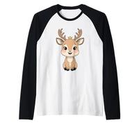 Deer with Crown Animal Illustration Raglan Baseball Tee