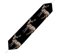 Deer with Forests Body Plush Table Runner Boho Country Farmhouse Kitchen Dining Table Decoration 178*33cm