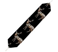 Deer with Forests Body Plush Table Runner Boho Country Farmhouse Kitchen Dining Table Decoration 229*33cm