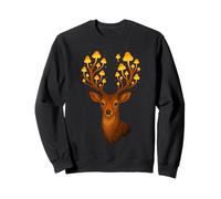 Deer with Mushroom Antlers Whimsical Forest Illustration Sweatshirt