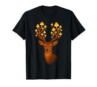 Deer with Mushroom Antlers Whimsical Forest Illustration T-Shirt