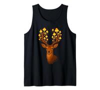 Deer with Mushroom Antlers Whimsical Forest Illustration Tank Top