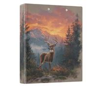 Deer with Orange Sunset 3 Ring Binders 1.5 Inch Clear View Three Ring Binders Versatile Binder Fits 200 Sheets 1 Pack