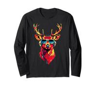 Deer with Sunglasses Antlers Hunting Stag Reindeer Red Deer Long Sleeve T-Shirt
