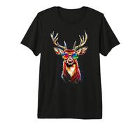 Deer with Sunglasses Antlers Hunting Stag Reindeer Red Deer Premium T-Shirt