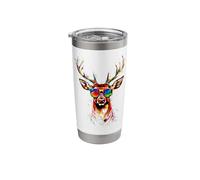 Deer with Sunglasses Antlers Hunting Stag Reindeer Red Deer Stainless Steel Insulated Tumbler