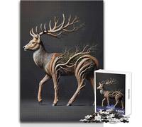 Deer with Tree Branches Jigsaws 1000 Pieces for Teenagers Strategic Thinking Learning Game Ideal Meaningful Gift for Any Event Size 38x52cm