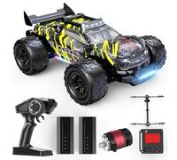 DEERC 1:14 Brushless RC Car for Adults, 43MPH 4WD Off-Road RC Truck with 7-Color LED Lights, Metal Oil Shocks, 2×7.4V High-Capacity Batteries, All-Metal Drivetrain, 3 Light Modes, 3S LiPo Compatible