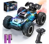 DEERC 1:16 4WD RC Car with LED Lights, Music & Spray, 2.4GHz Off-Road Remote Control Vehicle with Dual Battery 40-Min Playtime, One-Click Demonstration Gift for Kids Boys Ages 5-12