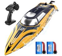 DEERC 14" Fast RC Boat with LED Lights, 30+ Mins, 20+MPH, Self-righting Remote Control Speed Boat for Pool & Lake, Claw-Streak Paint, Summer Water Toy Gift for Adults & Kids