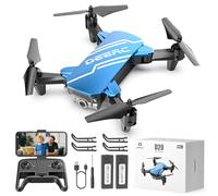 DEERC D20 Mini Drone with 1080P HD Camera for Kids Beginners, Foldable RC Quadcopter with Voice Control, Gestures Selfie, Altitude Hold, Gravity Control, 3D Flips, One Key Start and 2 Batteries,Blue