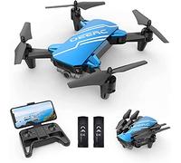 DEERC D20 Mini Drone with 720P HD Camera for Kids Beginners, Foldable RC Quadcopter with Voice Control, Gestures Selfie, Altitude Hold, Gravity Control, 3D Flips, One Key Start and 2 Batteries,Blue