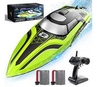 DEERC RC Boat with LED Light, 30+ Mins, Self Righting Remote Control Boat for Pools & Lakes, 20+ MPH, 2.4GHz Racing Boats, 2 Battery, Pool Toys for Kids, Radio Controlled Watercraft