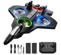 DEERC Remote Control Airplanes, RC Planes with Light, RC Airplane Fighter Jet for Kids Adults, 360° Flip, Stunt Roll, Drones for Kids 14+, Airplane Toy Gifts for Kids Boys(Black)