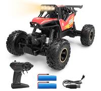 DEERC Remote Control Car 1:14 Scale, 4WD Rock Crawler Off Road RC Truck with LED Lights & Dual Batteries, All Terrain RC Car for Boys Age 8-12
