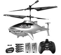 DEERC Remote Control Helicopter for Kids and Adults, RC Shark Helicopter with Altitude Hold, One Key Takeoff/Landing, LED Lights, 2 Batteries, 24 Min Flight Time, Indoor Flying Toy Gift