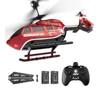 DEERC Remote Control Helicopter, Military Rescue RC Helicopter Toy with LED Lights, 2 Batteries, Altitude Hold & 2.4GHz Stable Control, Realistic Rescue Design, for Kids and Adults