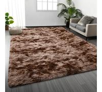 Deerhoo Large Shag Area Rugs 5 x 8, Tie-Dyed Plush Fuzzy Rugs for Living Room, Ultra Soft Fluffy Furry Rug for Bedroom, Indoor Carpet Nursery Rugs for Kids Room Home Decor, Coffee