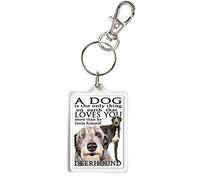DEERHOUND KEYRING, A Dog Loves You..... Affordable Birthday, Christmas, Mother's Day or other celebration Gift. Matching Ceramic DEERHOUND DOG Mug and Acrylic Coaster Available