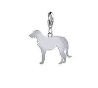 Deerhound Silhouette Silver Charm