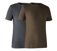 Deerhunter Basic 2-pack T-Shirt Brown Leaf Melange X-Large - Hunting shirt breathable cotton for Men