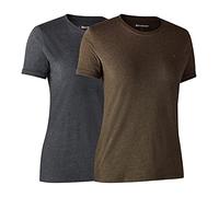 Deerhunter Ladies Basic 2-pack T-shirt Brown Leaf Melange C48 - Hunting shirt breathable cotton for Men