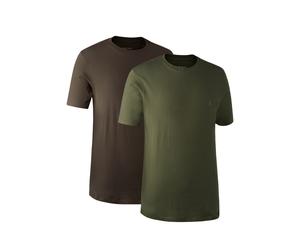 Deerhunter T-Shirt 2 Pack Men's 8651 Green/Brown RRP£44.99 Hunting 1/2 PRICE