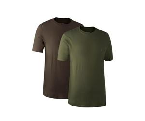 Deerhunter T-Shirt 2-Pack XXXX-Large - Hunting Shirt Breathable Cotton for Men Brown