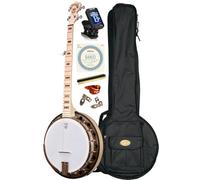Deering Goodtime 2 5-String Maple Resonator Bluegrass Banjo Art Deco Inlay Bronze Powder Coat Hardware with Instrument Alley Bag, Tuner, Strings, Mute, Picks, Strap Bundle Package - Made in the USA