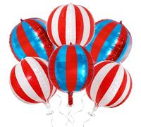 Deermon Jumbo Red White Blue Stripe Circus Clown Carnival Themed Balloons, 22 Inches 360 Degree 4D Sphere Round Balloon For Birthday Baby Shower Wedding Christmas Festive Party Decoration