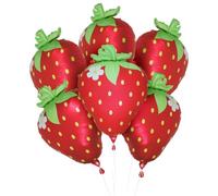 Deermon Lovely Matt Hot Red Sweet Strawberry Balloons, Picnic Theme Cartoon Fruit Berry Foil Mylar Balloon For Baby Shower Wedding Valentine's Day Gender Reveal Birthday Party Decoration Supplies