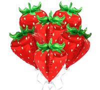 Deermoon 4D Jumbo Red Tropical Strawberry Balloon, Spring Summer Berry Sweet Fruit Cartoon Strawberry Balloons For Baby Shower Wedding Gender Reveal Birthday Party Decor Supplies