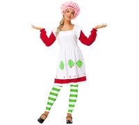 Deerose Halloween Womens Strawberry Costume Cute Babydoll Dress with Apron Hat, Red, XX-Large
