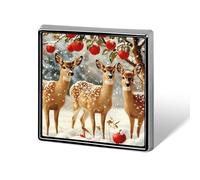 Deers Cute Snowy Tree Square Metal Brooches 1 Inch Memorial Badges Exquisite Decorations Pins for Clothing