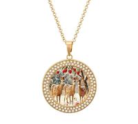 Deers Cute Snowy Tree Vintage Necklace Gold Silver Pendant Jewelry Lady Multicolored Diamond Necklaces with Chain