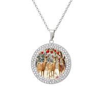 Deers Cute Snowy Tree Vintage Necklace Gold Silver Pendant Jewelry Lady Multicolored Diamond Necklaces with Chain