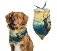 Deers Elks Dusk Clouds Forests Cute Dog Bandana Triangle Adjustable Washable Cat Scarf Pet Accessories
