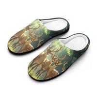 Deers in The Summer Forests Mens Slipper Slip On Winter Warm House Slippers Shoes Indoor Outdoor