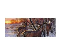 Deers Picture Desk Protector Mat, Extra Large and Durable Desk Pad with Non-Slip Backing for Home Office Use