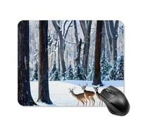 Deers Picture Mouse Pad Square Laptop Mouse Mat Cute Computer Mousepad Keyboard Pad Non-Slip Desk Pads for Gaming Office Work Home 20 * 25cm