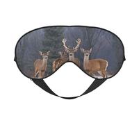Deers Picture Print Sleep Mask Silk Eye Cover Soft Satin Blindfold Elastic Strap Night Eyeshade Travel Nap for Women Men