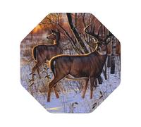 Deers Picture Printed Coasters Set of 4, Tabletop Protection Leather Coasters for Cup Drinks Coffee Pads Beer Bar Mat Gifts, Octagon